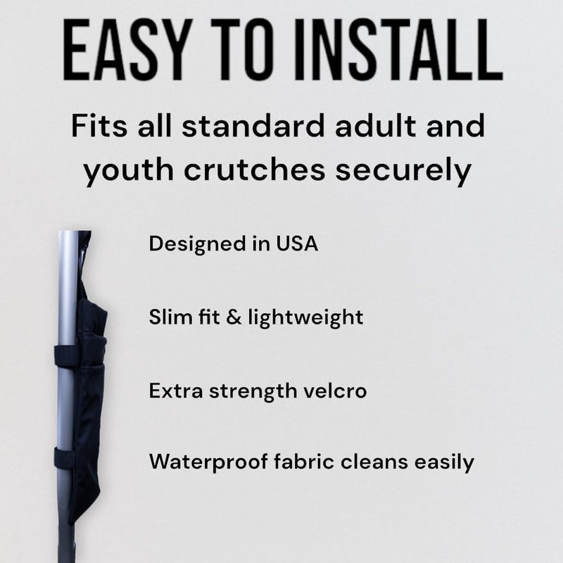 Crutcheze Original Crutch Bag - Lightweight and Washable Storage Pouch for Underarm Crutches with Velcro Straps - Image 4